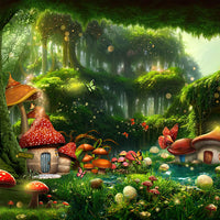 Avezano A Mushroom House in the Woods in Spring Photography Backdrop