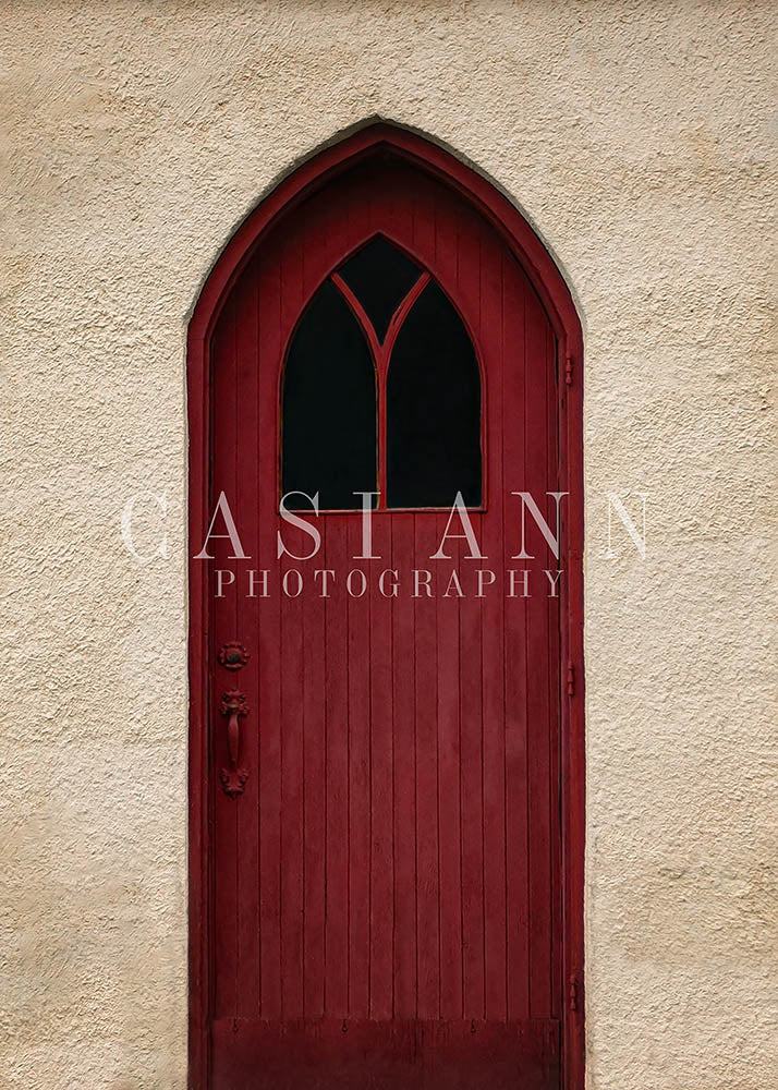 Avezano Red Church Door Photography Backdrop Designed By Casi Ann-AVEZANO