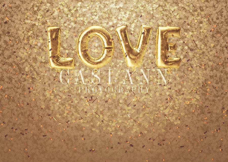 Avezano Glitter Love Balloons-Gold Matte Photography Backdrop Designed By Casi Ann-AVEZANO