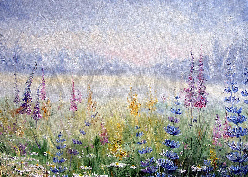 Avezano Spring Lavender Oil Painting Style Photography Backdrop-AVEZANO