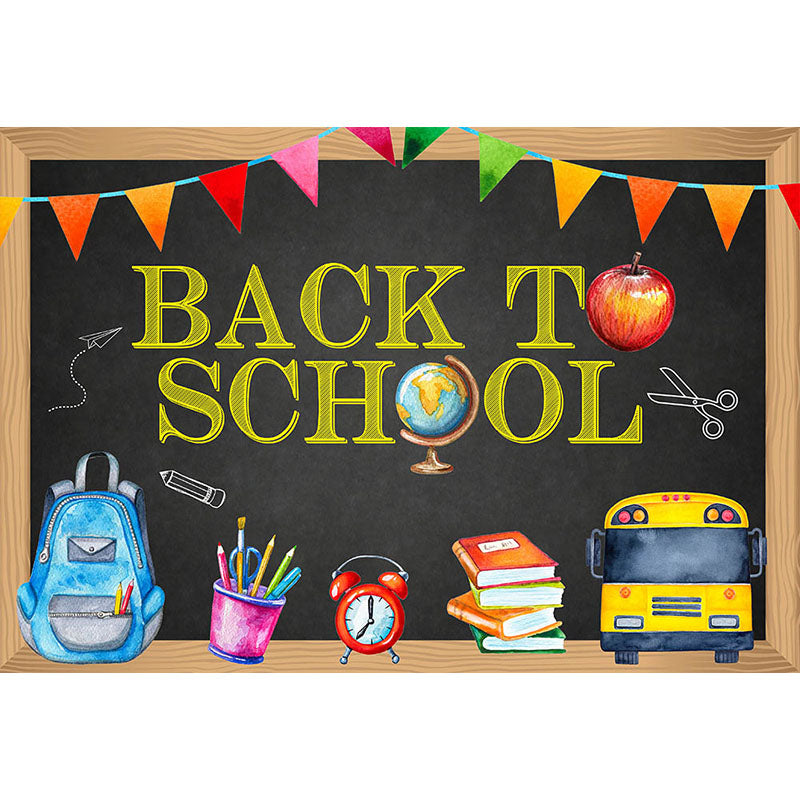 Avezano The Cartoon Pattern And Blackboard With Words Photography Backdrop For Back To School-AVEZANO