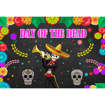 Avezano A Skeleton For Playing An Instrument Day Of The Dead Photography Backdrop-AVEZANO