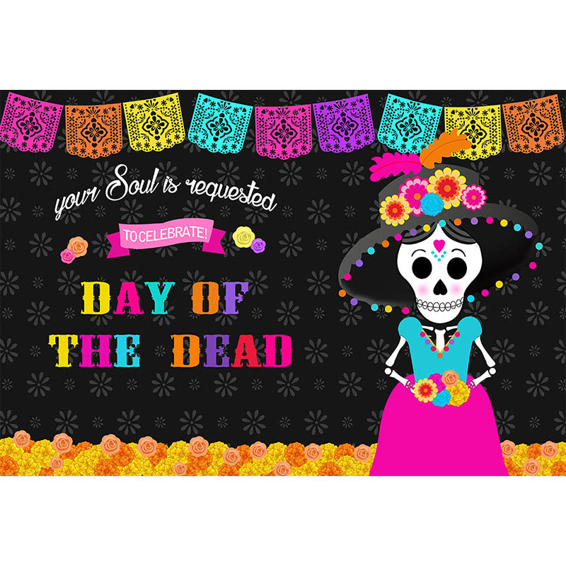 Avezano Cartoon Skeleton To Celebrate Day Of The Dead Photography Backdrop-AVEZANO