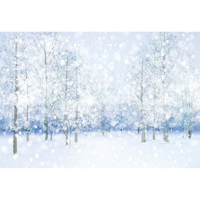 Avezano Painting Snowy Woods In Winter Photography Backdrop-AVEZANO
