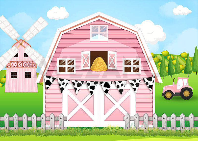 Avezano Pink Barn Farm Birthday Party Photography Background