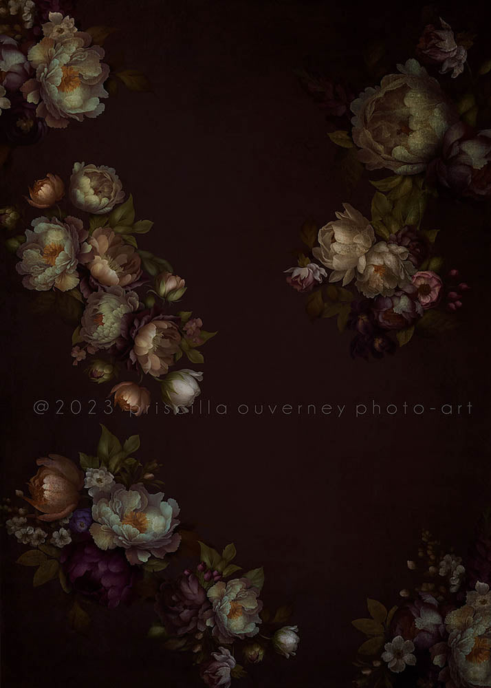 Avezano Dark Flowers Fine Art Photography Backdrop by Priscilla Ouverney-AVEZANO