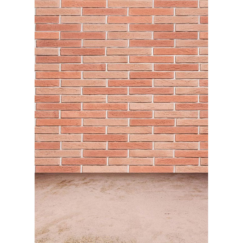 Avezano Pinkish-Orange Brick Wall Texture Backdrop For Photography With Nearly Solid Colour Floor-AVEZANO