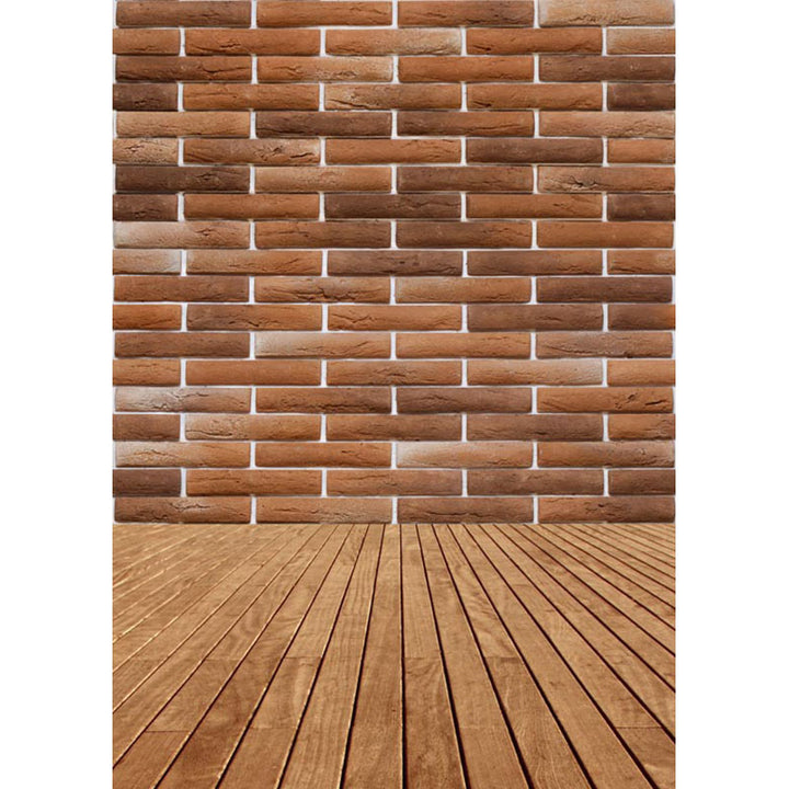 Avezano Light Brown Brick Wall Texture Backdrop For Photography With Wood Floor-AVEZANO