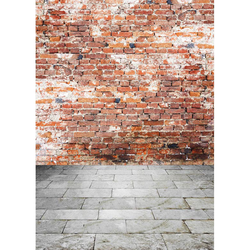 Avezano Old Brick Wall Texture Backdrop For Photography With Gray Stone Floor-AVEZANO