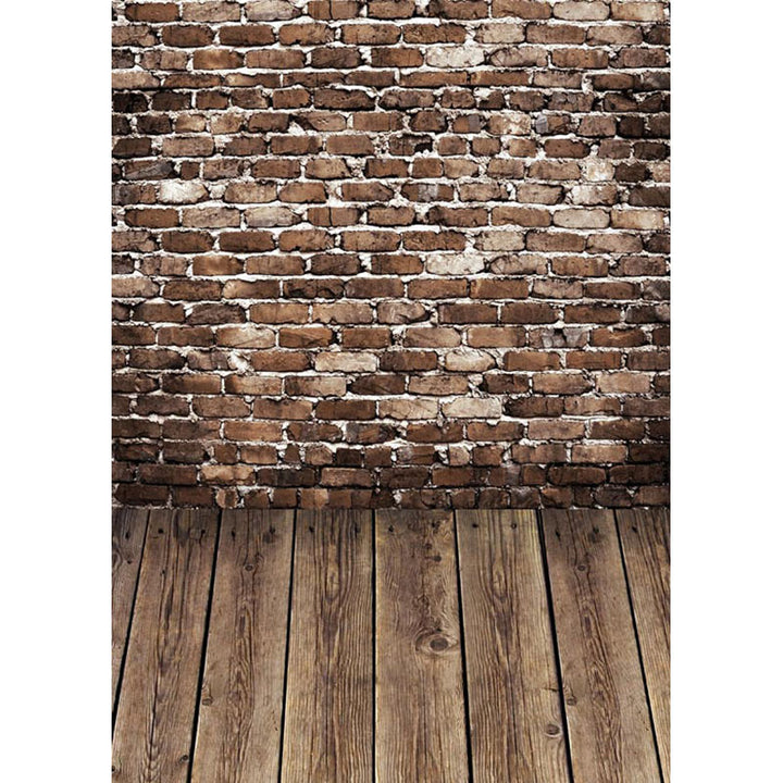 Avezano Old Brick Wall Texture photo Backdrop With Vertical Version Wood Floor-AVEZANO