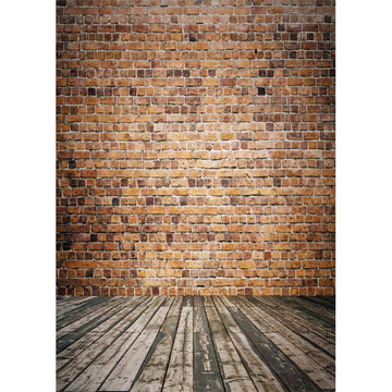 Avezano Yellow Small Square Brick Wall Texture Backdrop For Photography With Vertical Version Wood Floor-AVEZANO