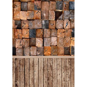 Avezano Wood Brick Wall Texture Backdrop For Photography With Vertical Version Wood Floor-AVEZANO
