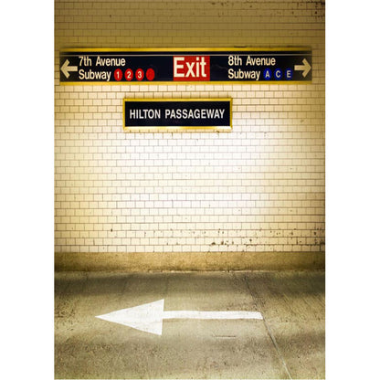Avezano The Station Exit Brick Wall Texture Photo Backdrop With Indicating Arrow Floor-AVEZANO