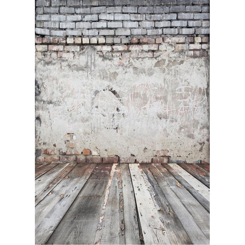 Avezano Do Old Brick Wall Texture Photo Backdrop With Vertical Version Old Wood Floor-AVEZANO