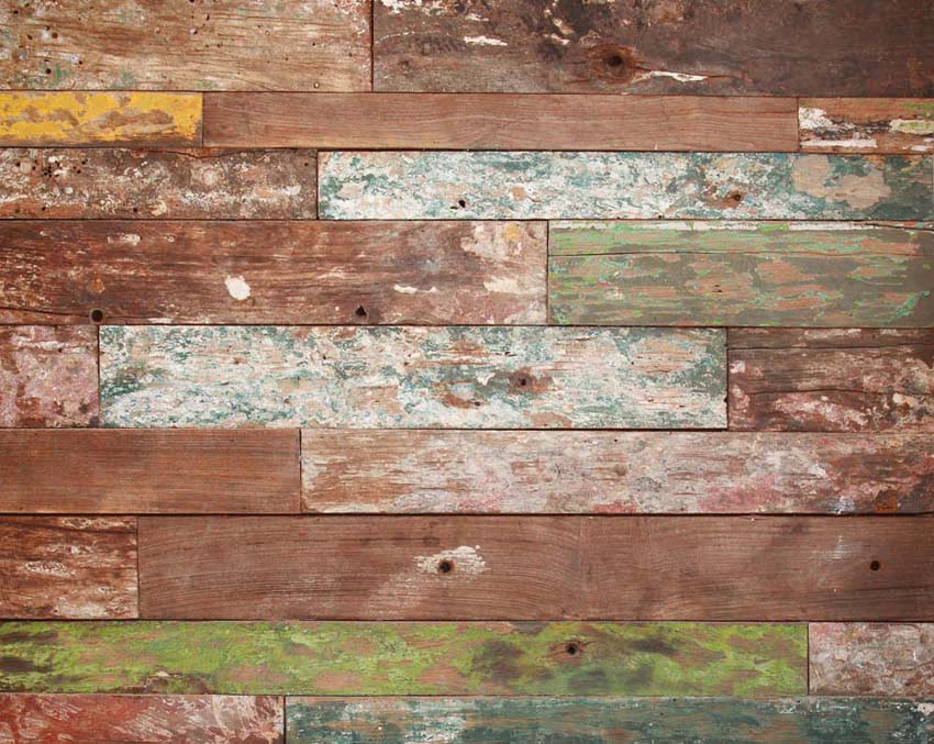 Avezano Coloured Old Wooden Wall Rubber Floor Mat