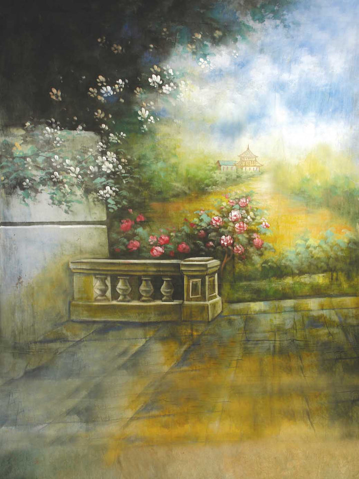 Avezano The Flowers Oil Painting Style Photography Backdrop-AVEZANO