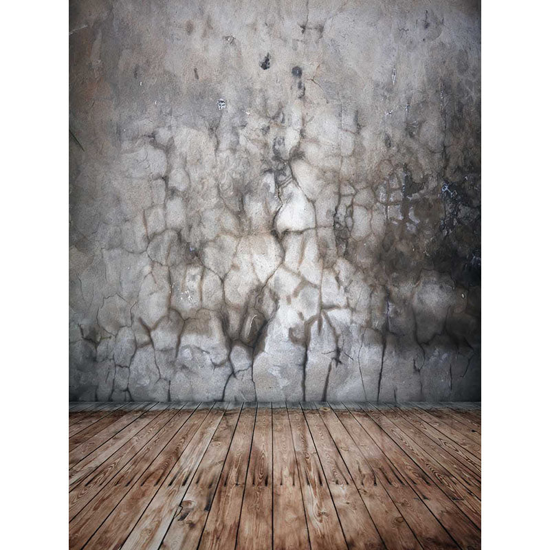 Avezano Old Chapped Wall Texture Photo Backdrop With Ertical Version Wood Floor-AVEZANO