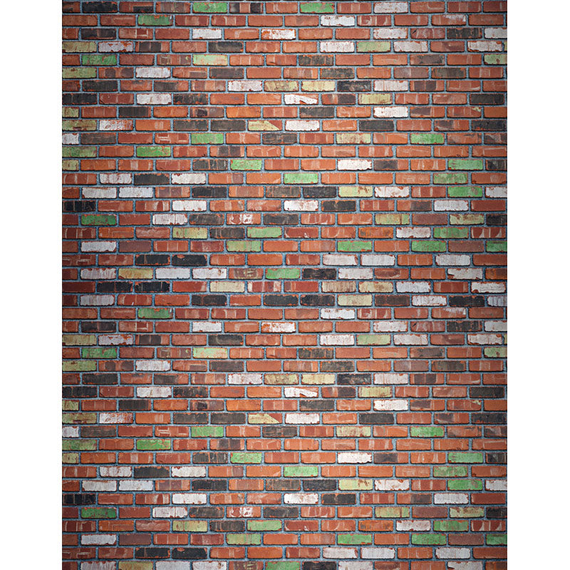 Avezano Red Brick Wall Backdrop With Green And Black For Portrait Photography-AVEZANO