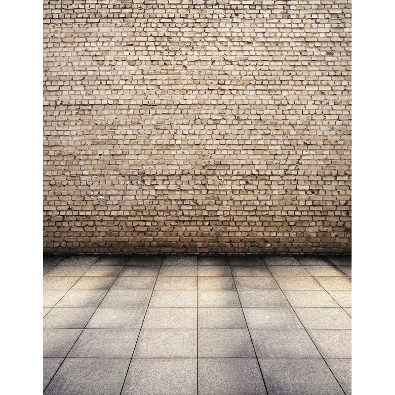 Avezano Old Ivory White Brick Wall Backdrop With Square Stone Floor For Portrait Photography-AVEZANO