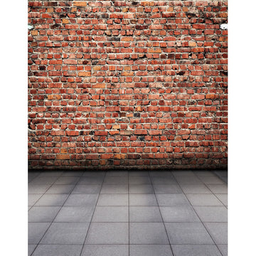 Avezano Red Brick Wall Backdrop With Square Stone Floor For Portrait Photography-AVEZANO