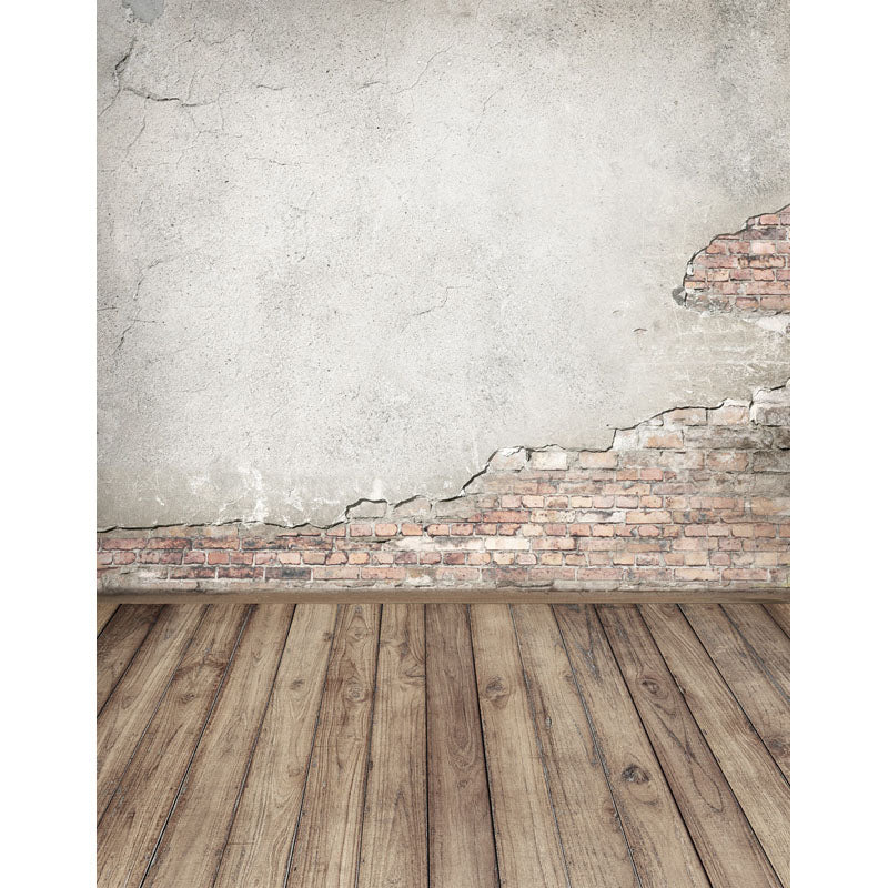 Avezano Do Old Brick Wall Backdrop With Wood Floor For Portrait Photography-AVEZANO
