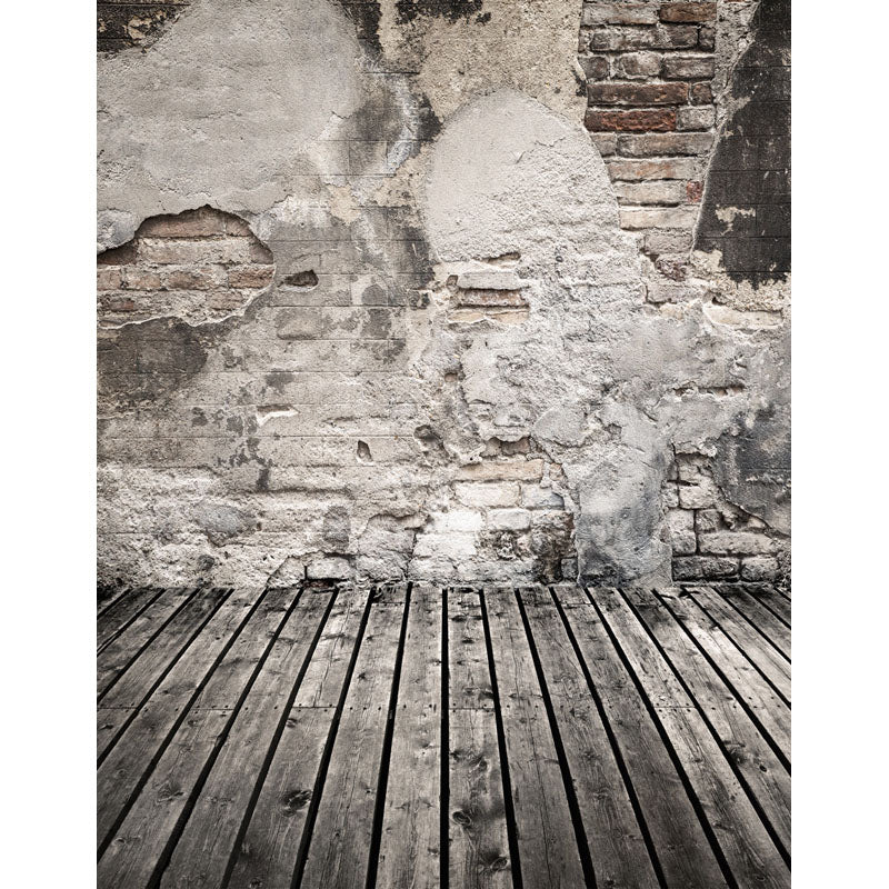 Avezano Do Old Brick Wall Backdrop With Vertical Version Wood Floor For Photography-AVEZANO