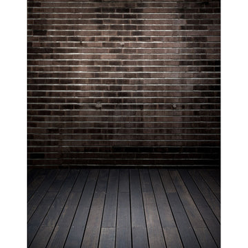 Avezano Brown Brick Wall Backdrop With Vertical Version Wood Floor For Photography-AVEZANO