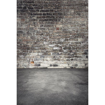 Avezano Old Gray Brick Wall Backdrop With Gray Floor For Photography-AVEZANO