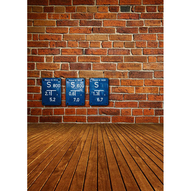 Avezano Brick Wall Texture Backdrop For Photography With Decoration & Wood Floor-AVEZANO