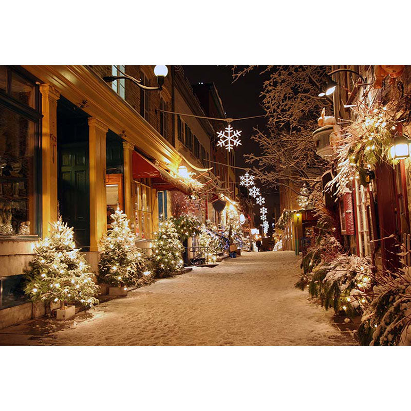 Avezano A Night View Of The Streets In Winter Photography Backdrop For Christmas-AVEZANO
