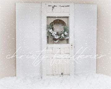 Avezano Snowy Door Christmas Photography Backdrop Designed By Christy Faulkner-AVEZANO