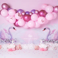 Avezano Pink Swan Balloon Theme Backdrop for Photography By Paula Easton