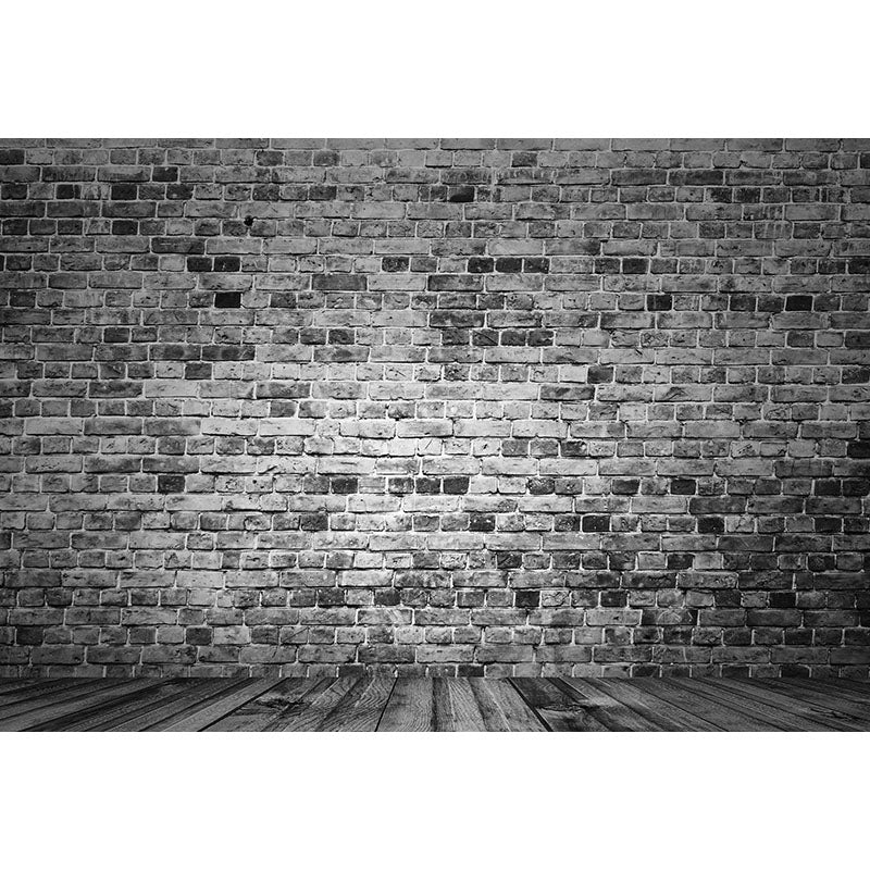 Avezano Black And White Brick Wall With Wood Floor Texture Master Backdrop For Portrait Photography-AVEZANO