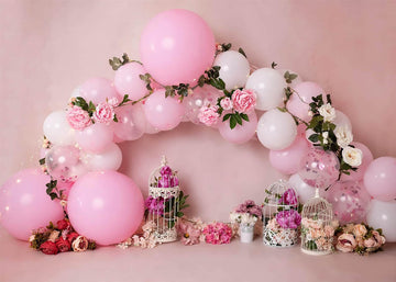 Avezano Pink Balloon Bridge Baby Photography Backdrop-AVEZANO