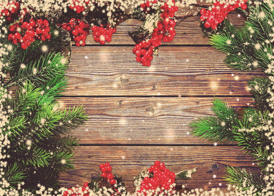 Avezano Christmas Theme Wood Wall Photography Backdrop-AVEZANO