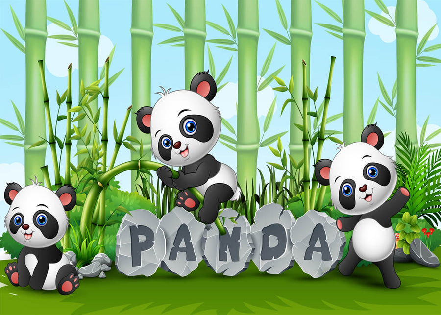 Avezano Cartoon Panda Kids Photography Backdrop-AVEZANO