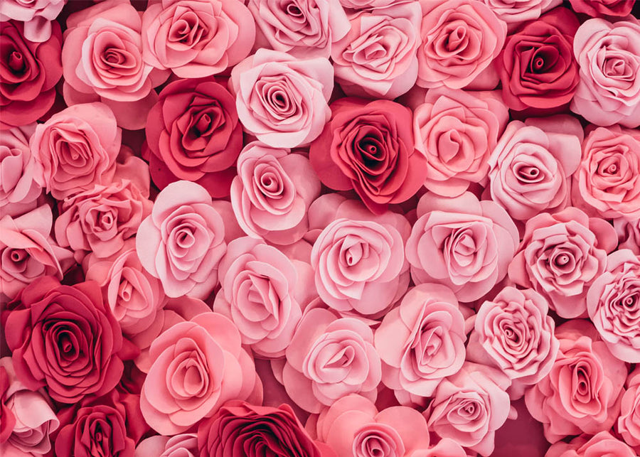 Avezano Pink Rose Floral Wall Photography Backdrop-AVEZANO