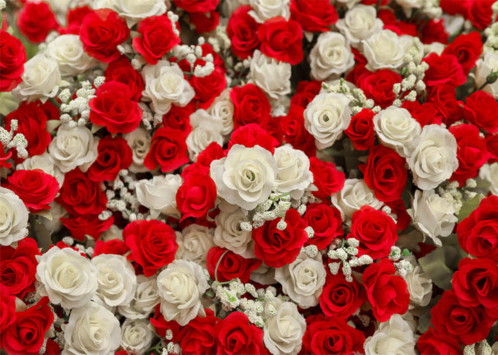 Avezano White And Red Flowers Wall Photography Backdrop-AVEZANO