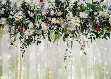 Avezano Flower Charm With Shiny Bokeh Wedding Photography Backdrop-AVEZANO