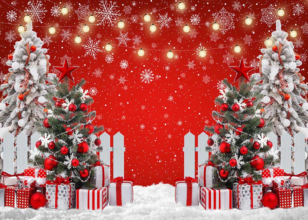 Avezano Christmas Red Snowflake Background Photography Background-AVEZANO