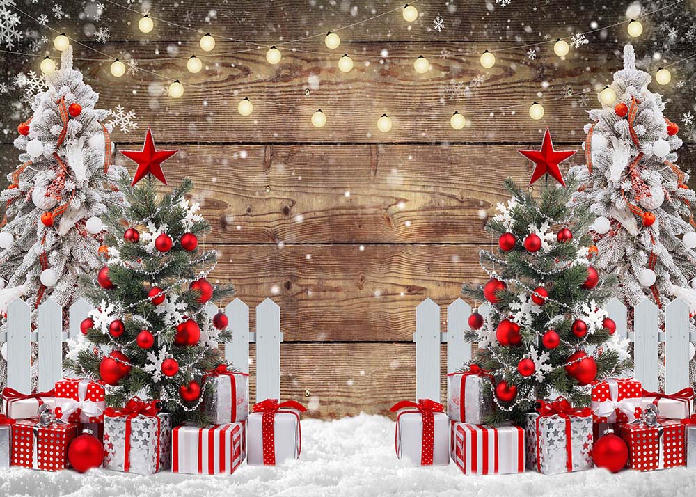 Avezano Christmas Lights On Wooden Board Photography Background-AVEZANO