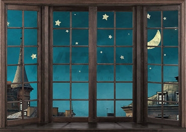 Avezano Les étoiles à l'extérieur de la fenêtre Ensemble de 2 toiles de fond