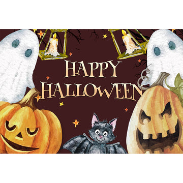 Avezano Jack-O-Lanterns And Ghost Happy Halloween Photography Backdrop-AVEZANO
