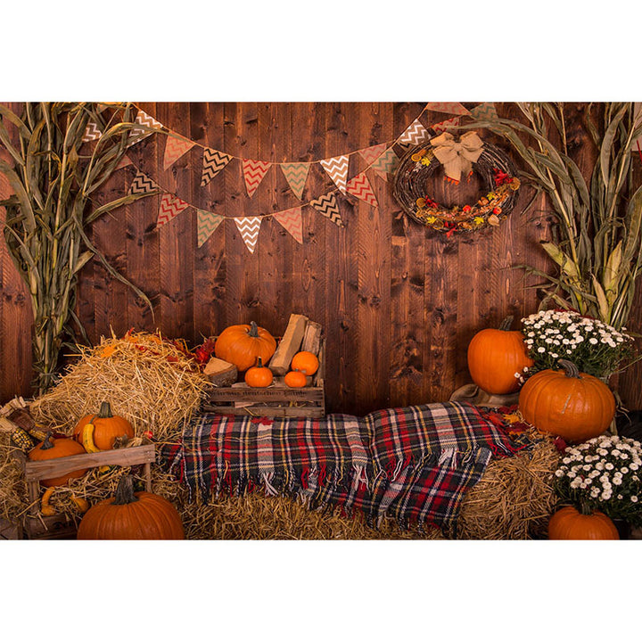 Avezano Pumpkin And Other Decorations Halloween Photography Backdrop-AVEZANO