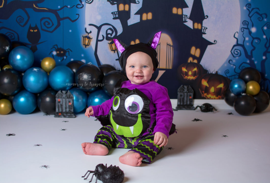 Avezano Castle And Twisted Trees Halloween Photography Backdrop