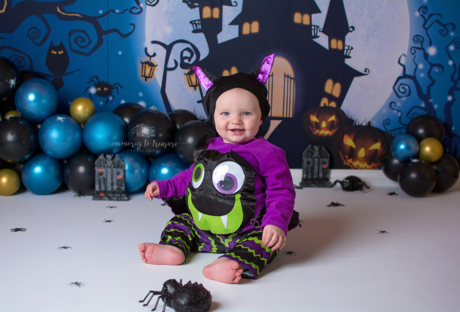 Avezano Castle And Twisted Trees Halloween Photography Backdrop