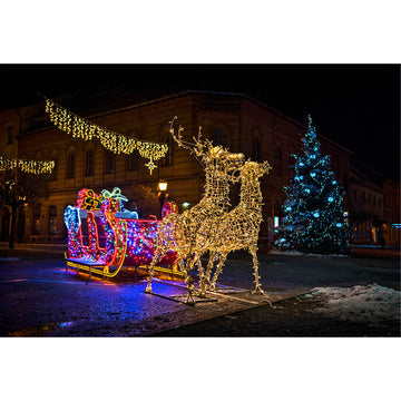 Avezano Illuminated Elk Sculpture Christmas Photography Backdrop-AVEZANO