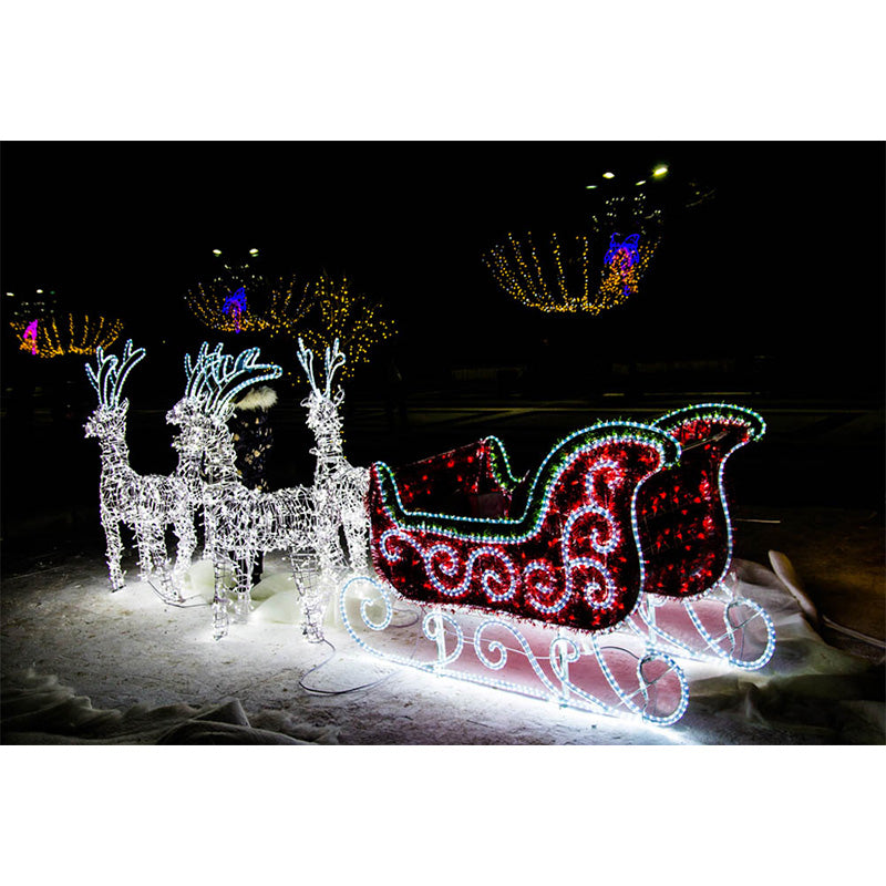Avezano White Illuminated Elk Sculpture Christmas Photography Backdrop-AVEZANO