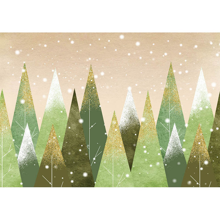 Avezano Cartoon Snowy Pine Forest Photography Backdrop For Christmas-AVEZANO