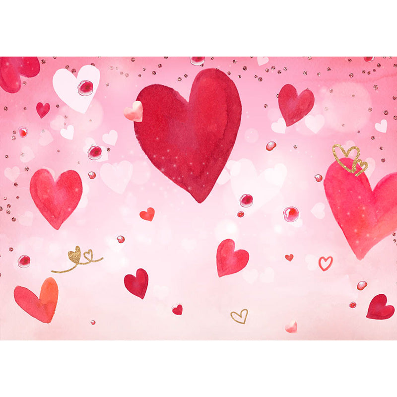 Avezano Handpainted Pink Background And Red Love Hearts Valentine'S Day Photography Backdrop-AVEZANO